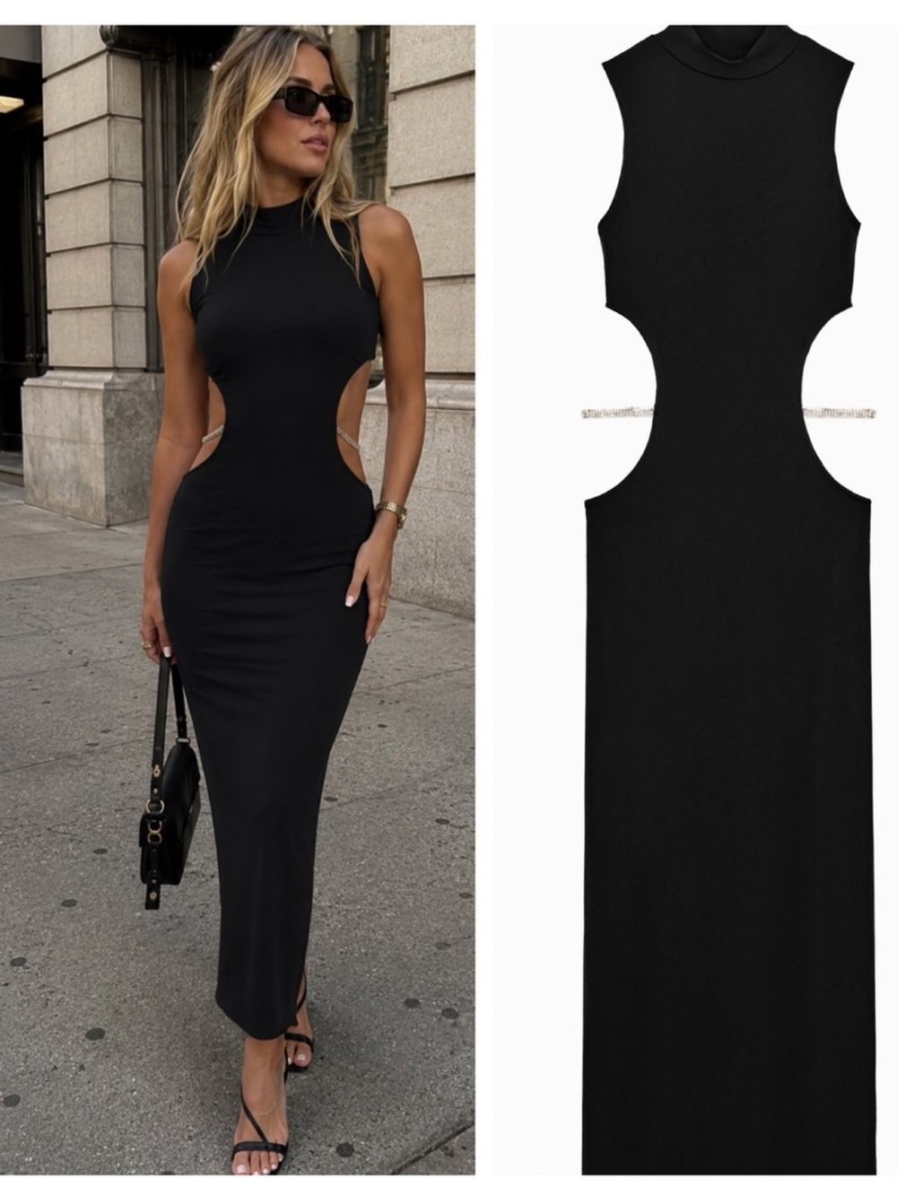 ZARA side cut out jewel appliqué dress